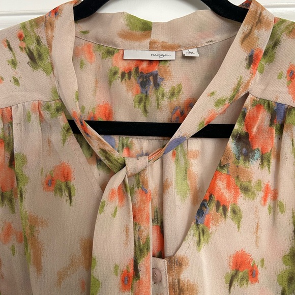 Halogen Multicolor Floral Tie-Neck Blouse - Picture 3 of 6